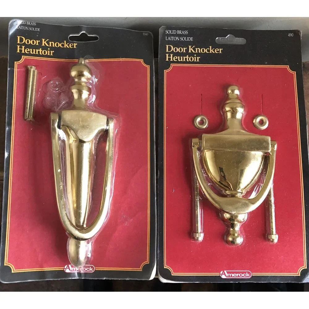 2 Vintage NOS Amerock Solid Brass Door Knocker Original Packaging